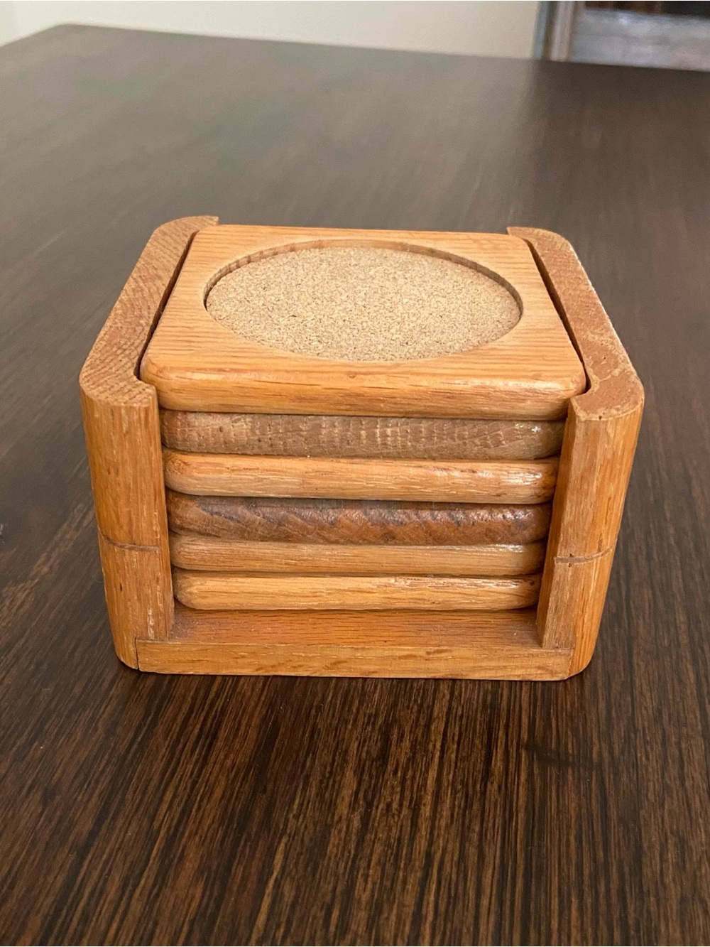 Vintage Kamenstein Wooden Coaster Set solid wood and cork
